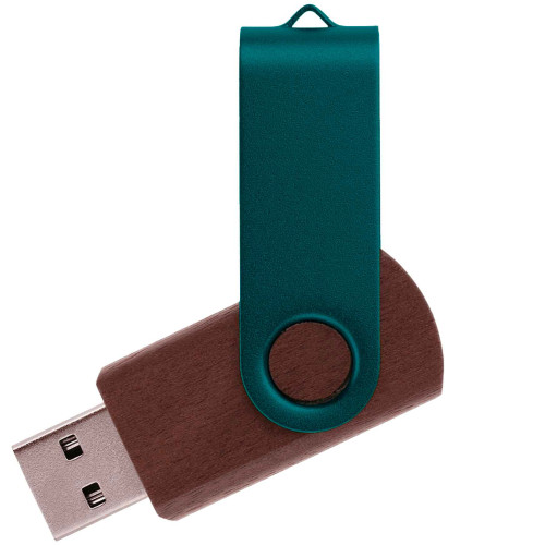 Флешка TWIST WOOD COLOR Темное дерево с зеленым 4014.32.02.8ГБ