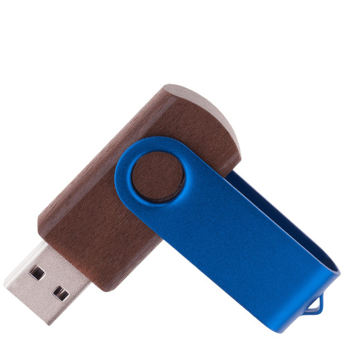 Флешка TWIST WOOD COLOR Темное дерево с синим 4014.32.01.16ГБ