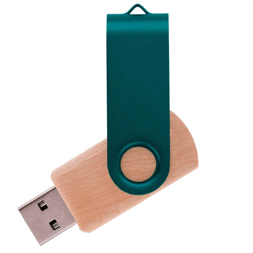 Флешка TWIST WOOD COLOR Светлое дерево с зеленым 4014.31.02.4ГБ